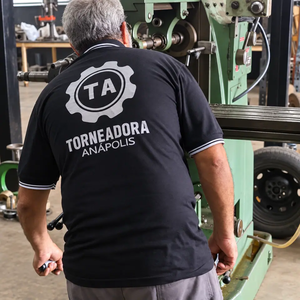 Profissional da Torneadora Anápolis trabalhando em uma máquina